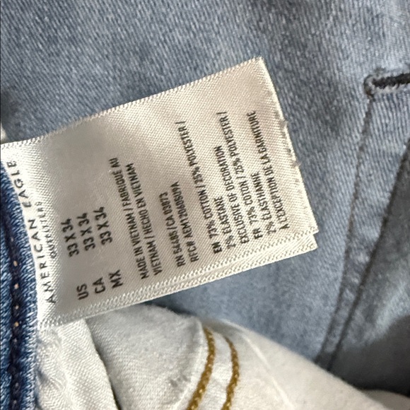 American Eagle Outfitters Light Blue Distressed Men's Athletic Skinny Jeans - Picture 8 of 8